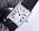 Replica Cartier Tank Watch Stainless Steel Case White Dial Black Leather Strap (1)_th.jpg